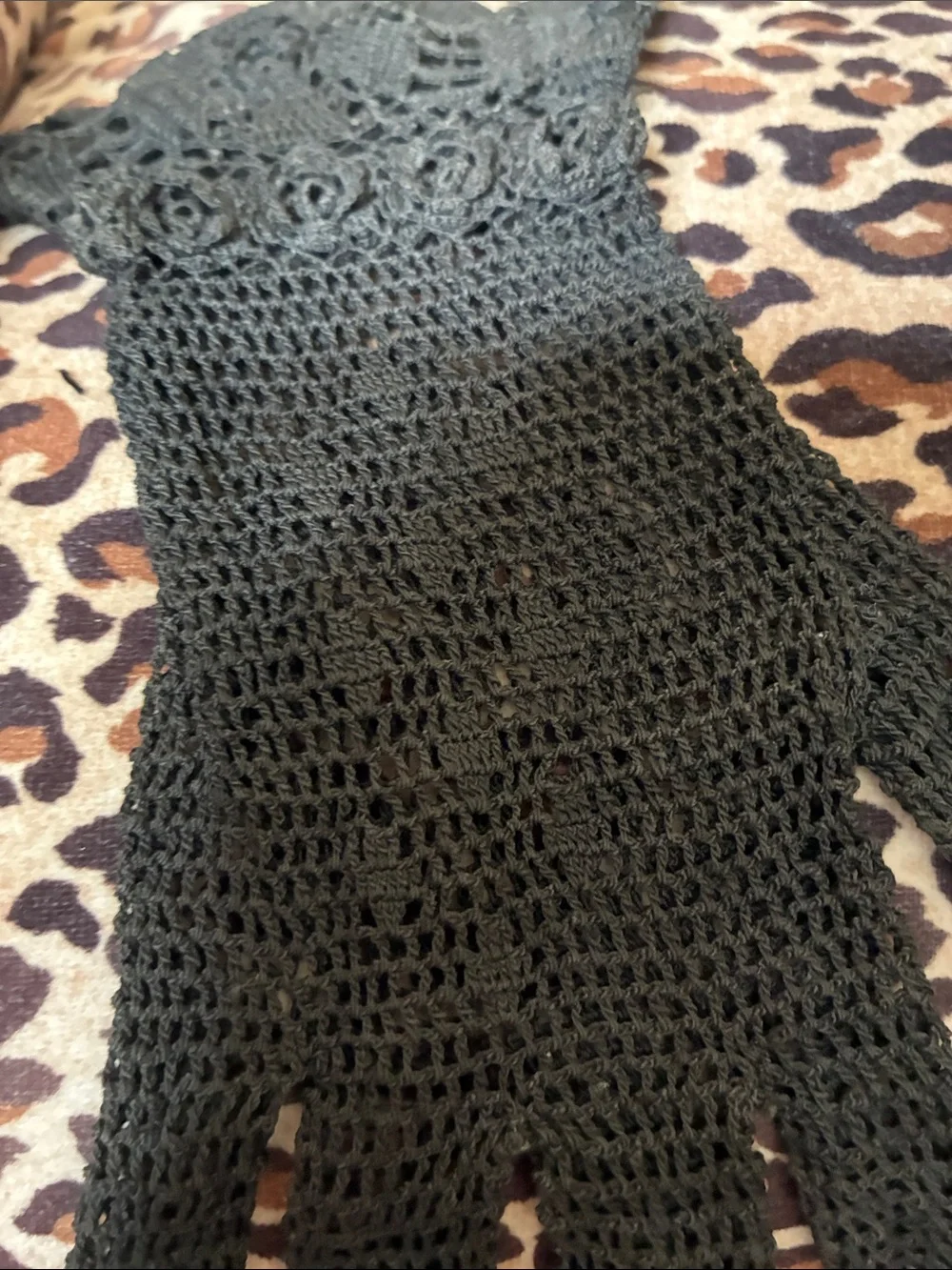 Black Lace Irish Crochet Women's Gloves
